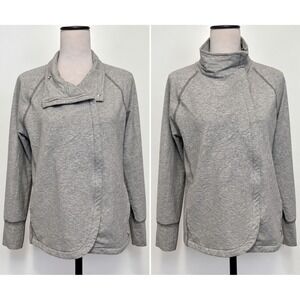 Eddie Bauer Women's Gray Asymmetrical Zip Moto Jacket Cotton Blend Size L